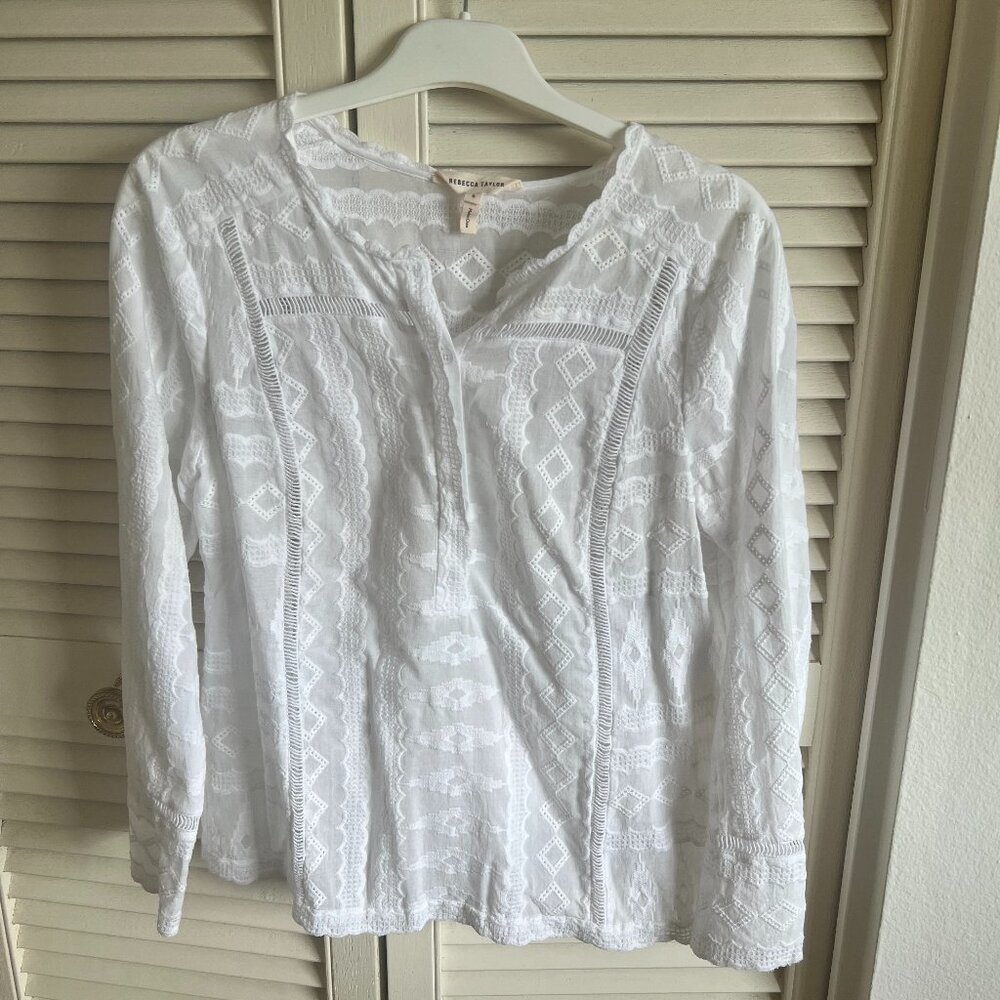 Rebecca Taylor White Eyelet Lace Top Size 6